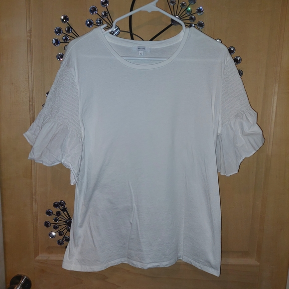 White Ruffled Sleeve Top - Picture 1 of 3